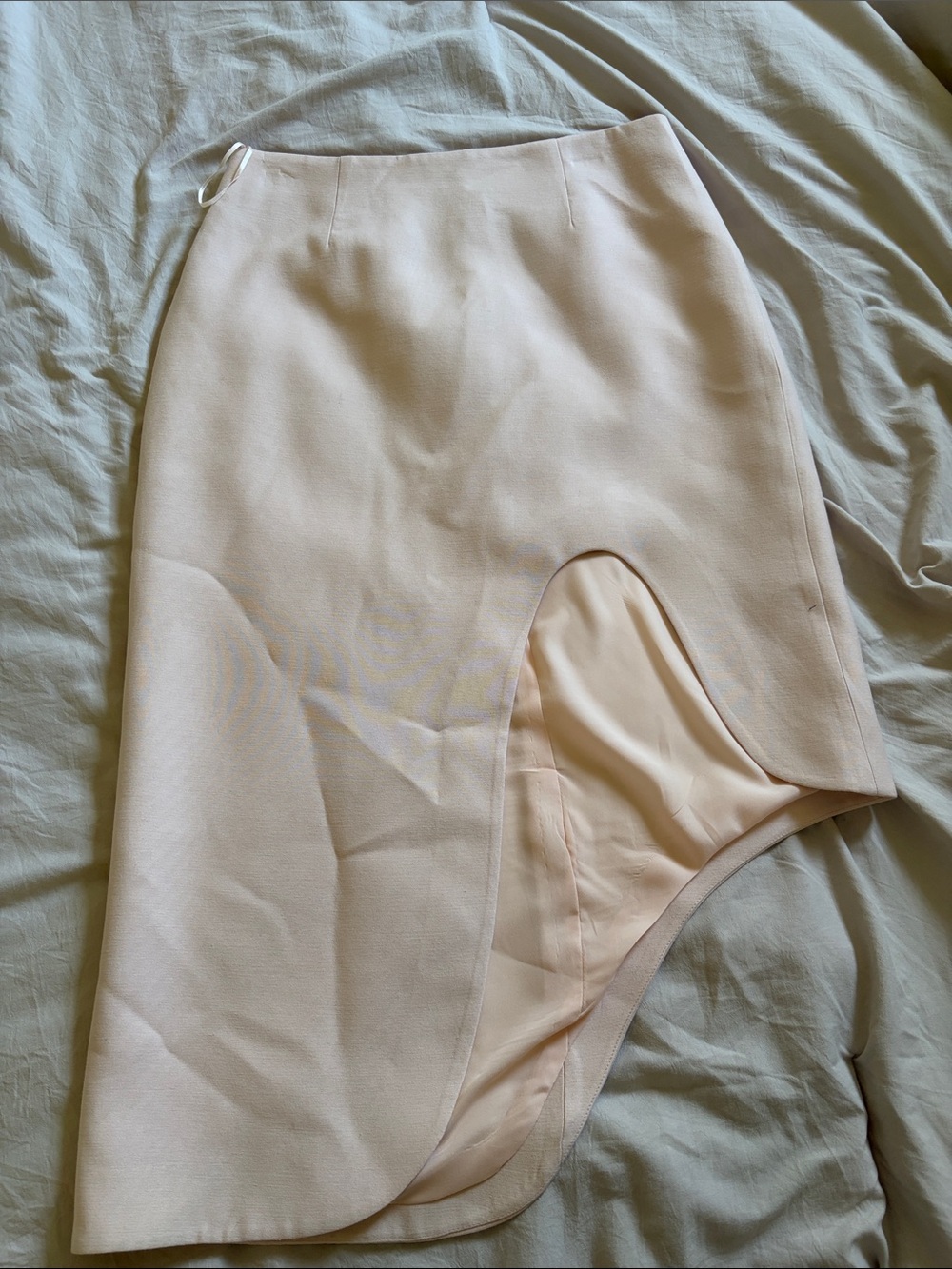 Asymmetric Light Blush Pink Midi Skirt